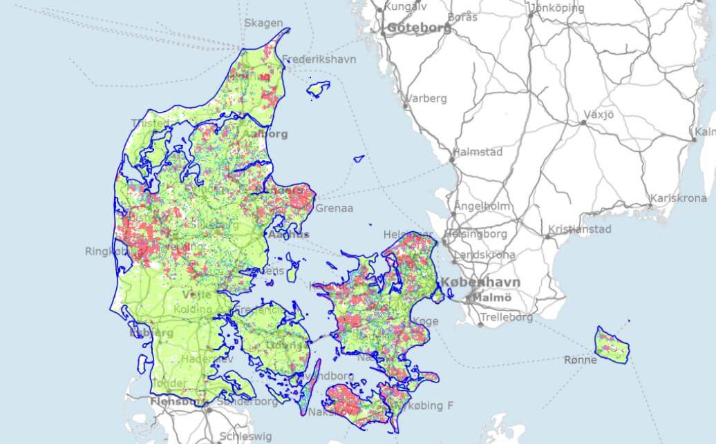 Kort over hastigheder i Danmark